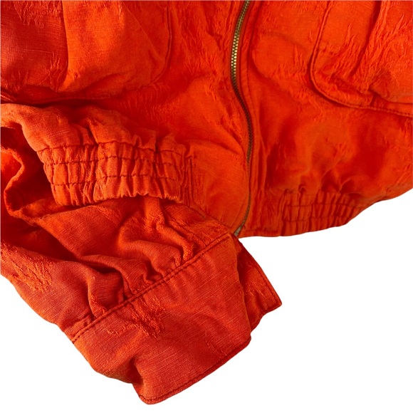 Anthropologie Cartonnier Textured Jacquard Eisenhower Orange Utility Jacket XS - Picture 8 of 13